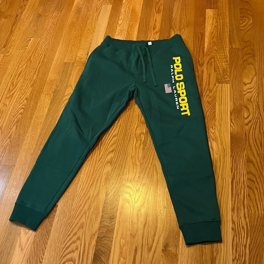 Polo Sport Ralph Lauren Men's Green Fleece Jogger Pants Size Medium NEW. $138